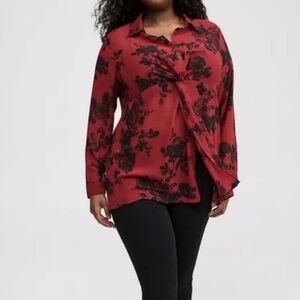 Torrid Chiffon Twist Front Tunic Blouse